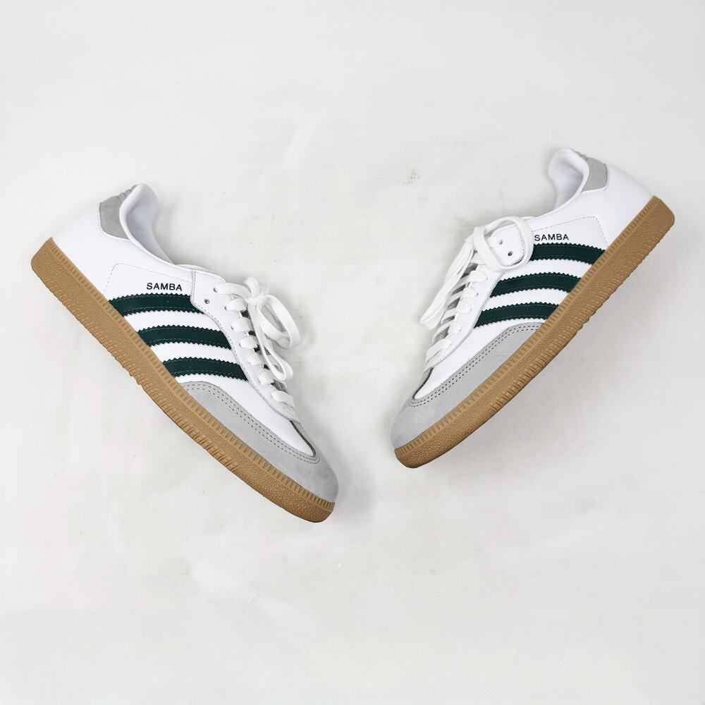[Adidas] Sambas OG White Forest Green Stripes Lace Up Casual Sneakers Size 9 EUC - Picture 7 of 10